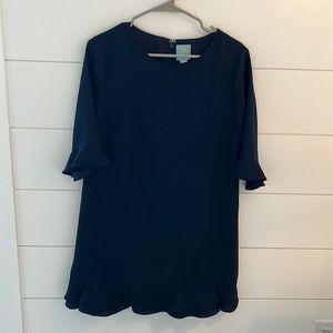 CeCe Kate 3/4 sleeve Petite Ruffle Hem Dress